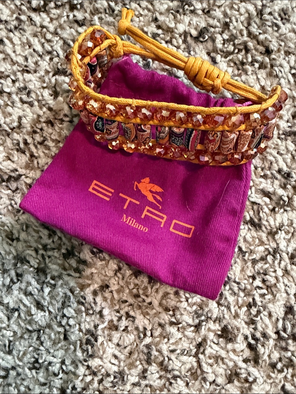Etro Yellow and Multicolor Beaded Kids Bracelet